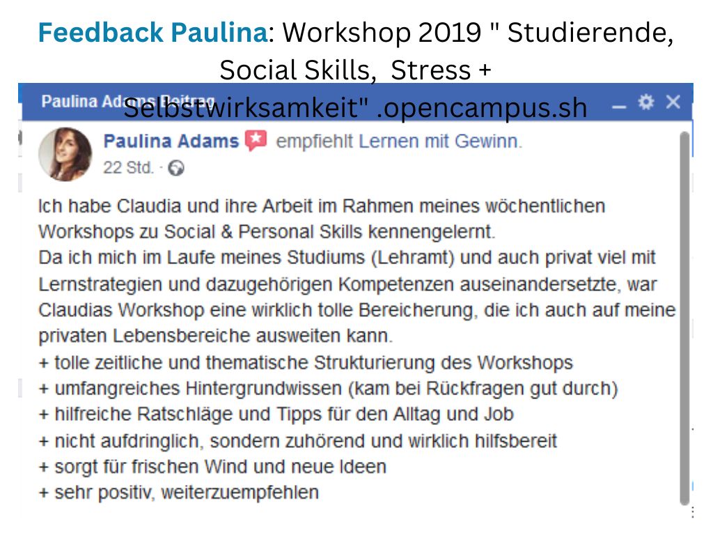 Referenzen - Claudia Winkel Lerncoaching und Workshops